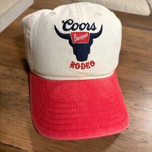 Coors Banquet Rodeo Trucker Hat Red & Cream Bull Logo Cap